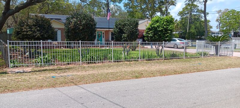 Beautiful White Aluminum Fence & 20’ Double Drive Gate Installation